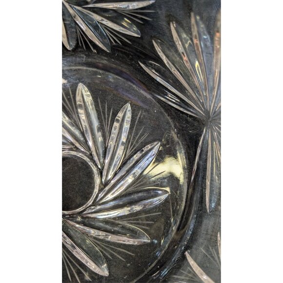 Vintage Crystal Bowl Pinwheel Pattern 8.5" tell by 3 inch high - some scratches - Picture 9 of 9